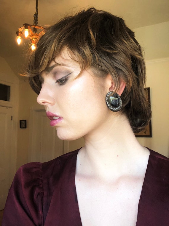 Vintage 1940s Flower Clip On earrings 1950s Jewelry 50s Jewellery 1950s Earrings