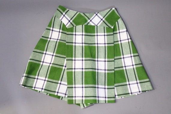 SALE | 70s Plaid Mini Skort | vintage plaid skort