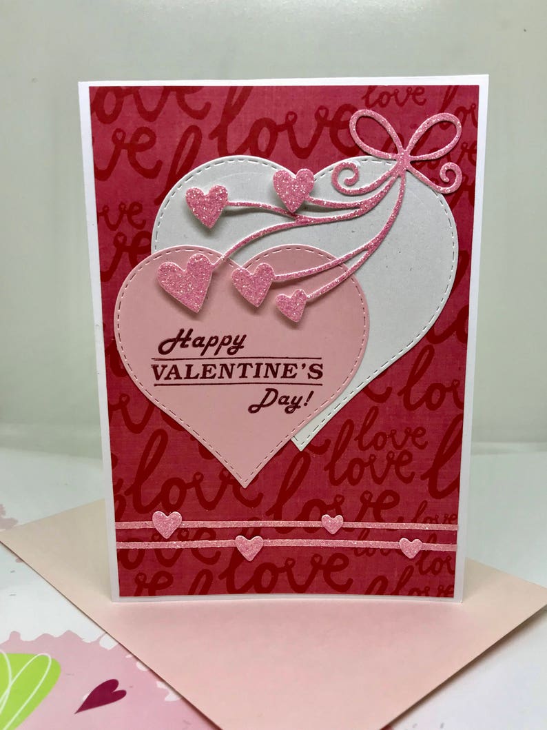 Valentines Day Gift Valentines Handmade Card Love Card Valentines Day Love You Card I Love You Card Hearts Card