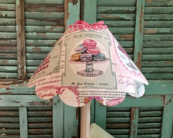 Shabby chic LAMPSHADE, PATISSERIE, MACAROONS, French pastry shop motif
