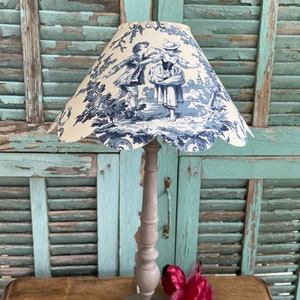 TOILE De JOUY LAMPSHADE Scalloped Edge Blue