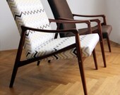 Pair of restored 60's lounge chairs, Chevron and Chocolate