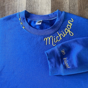 Custom Hand Embroidered State / College / Game Day / Name Sweatshirts. Customize your own Sweatshirt