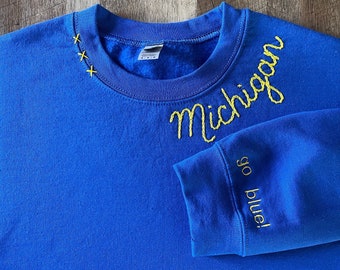 Custom Hand Embroidered State / College / Game Day / Name Sweatshirts. Customize your own Sweatshirt