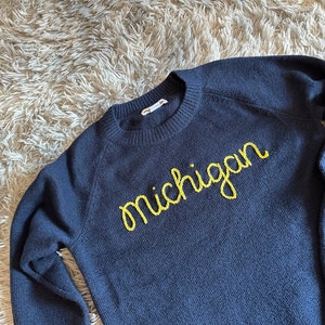 Custom Hand Embroidered College Game Day Knit Sweater