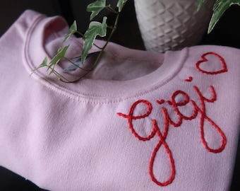 Custom Hand Embroidered Sweatshirt: Personalized Chain Stitch Crewneck