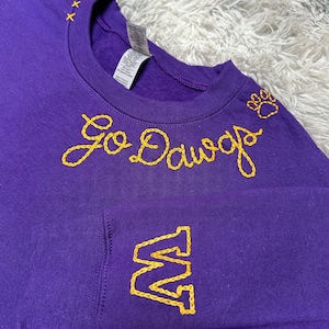 Custom Game Day Sweatshirt | Hand Embroidered Crewneck | Team Spirit Sweatshirt | Personalized College Football Gift