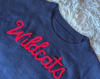 Custom Hand Embroidered College Game Day Knit Sweater