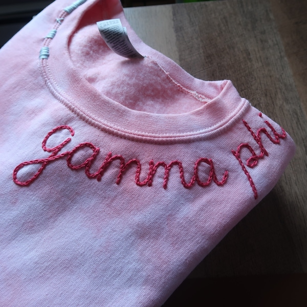 Custom Tie Dye Name Hand Embroidered Sweatshirt, Tie Dye Embroidered Collar and Sleeves Sweatshirt. Name on Sleeve Crewneck.