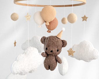 Baby Mobile Teddy Bear & Balloons: Travel Nursery Decor for Crib