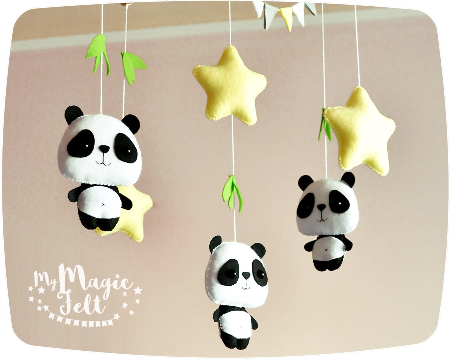 Baby Mobile Panda And Stars Crib Mobile Nursery Woodland Etsy Baby Mobile Panda And Stars Crib Mobile Nursery Woodland Etsy