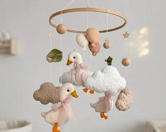 Baby Crib Mobile Silly Goose: Boho Classic Nursery, Neutral Baby shower Gift