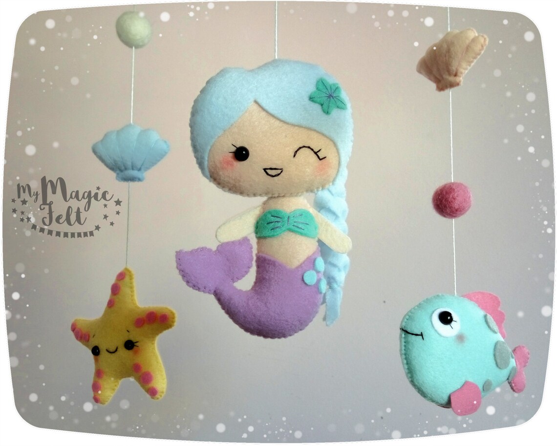 Baby mobile mermaid Crib mobile ocean Mermaid baby mobile Etsy