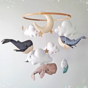 Baby Mobile Wale - Mobile Bebe - Wal Mobile - Mobile Bebe - Baby Mobile - Maritimes Baby Mobile - Geburtsgeschenk - Geburtsgeschenk