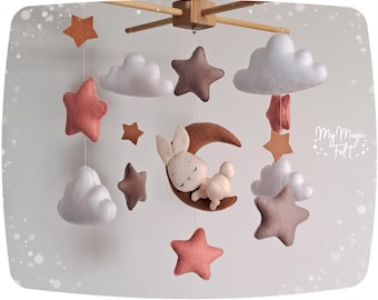 Baby mobile bunny Baby mobile for girl Baby crib mobile bunnies Nursery mobile bunny Mobile for crib girl Baby shower gift