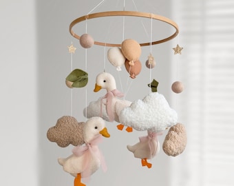 Baby Crib Mobile Silly Goose: Boho Classic Nursery, Neutral Baby shower Gift