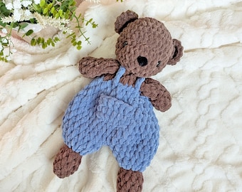 Crochet Teddy Bear Toy Snuggler: Custom Plushie Baby Kids Gift