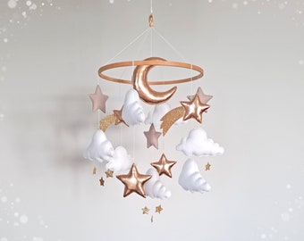 Baby mobile Moon and stars Girl mobile Baby crib mobile moon Neutral nursery mobile Stars baby mobile boy Mobile for crib Baby shower gift