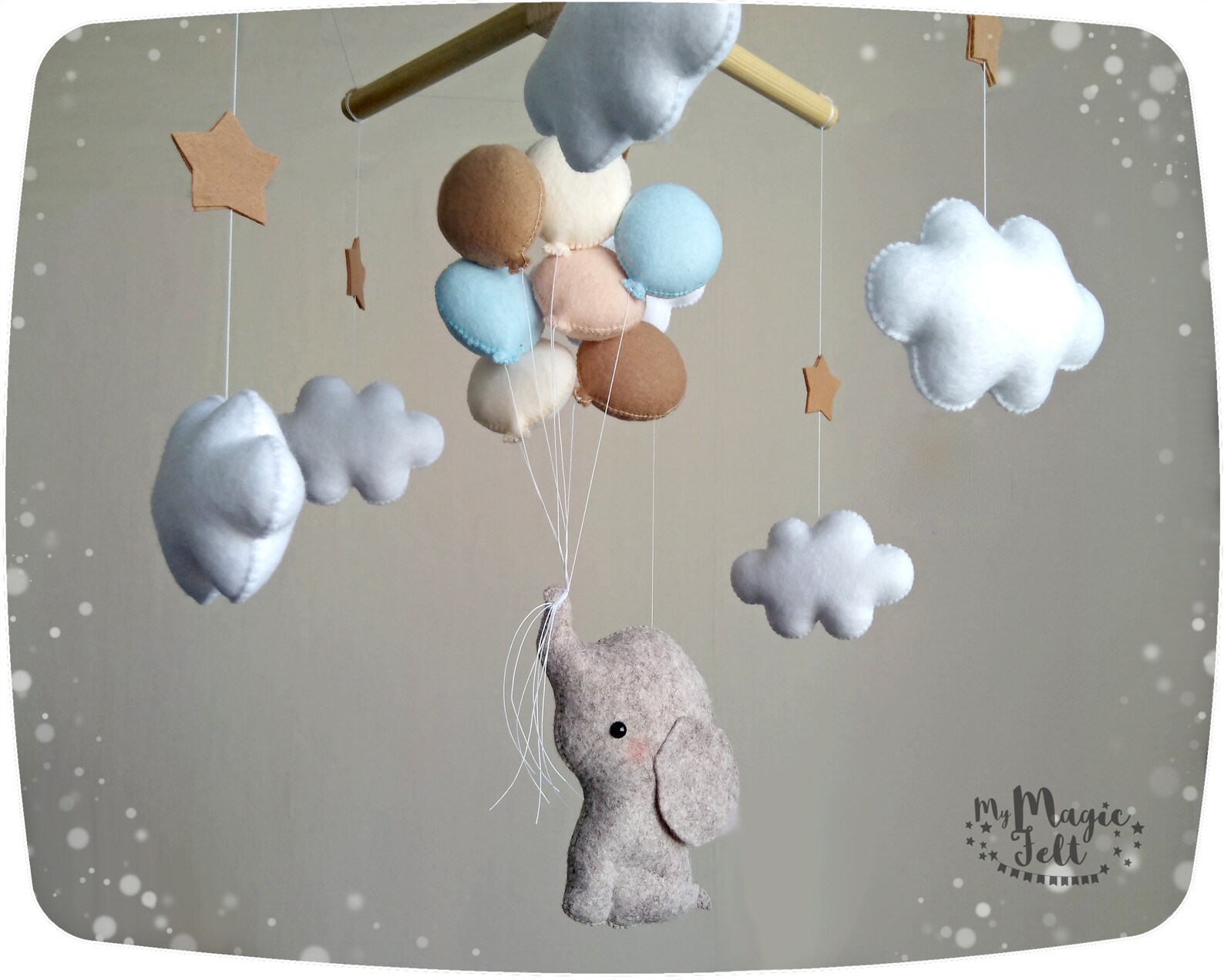 Elephant baby mobile Balloons nursery mobile Gray baby mobile | Etsy