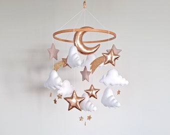 Baby mobile Moon and stars Girl mobile Baby crib mobile moon Neutral nursery mobile Stars baby mobile boy Mobile for crib Baby shower gift