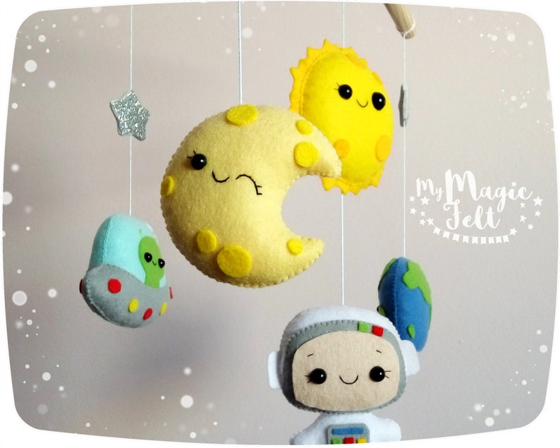 Baby mobile Space adventure Baby boy mobile Space Etsy