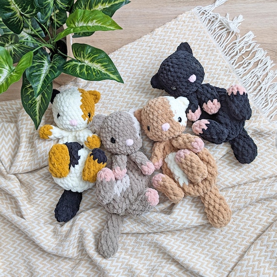 Plush Kitty Crochet Snuggler Toy: Soft Kitten Lovey - Nursery Decor - Plushie Gift for Kids & Baby, Children Companion