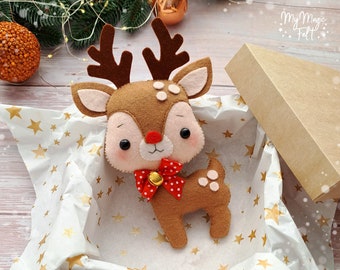 Christmas ornament Rudolph felt Christmas ornaments reindeer Christmas stocking fillers Gift Christmas decorations Deer Party favors Noel