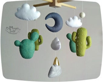 Baby mobile cactus, Baby mobile cacti, Baby mobile desert, Cactus nursery mobile, Crib mobile desert, Baby crib mobile boy