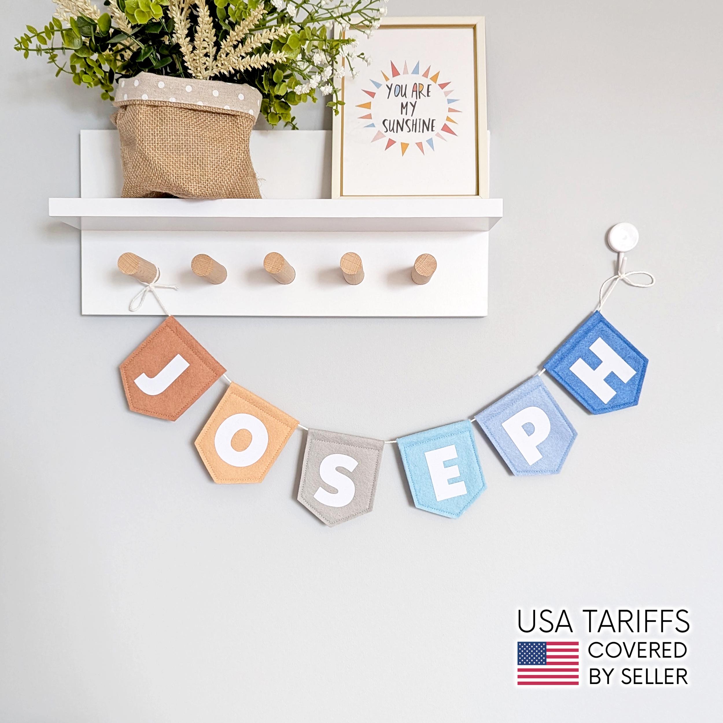 Custom Baby Name Bunting: Neutral Nursery Garland, Kids Room Banner Decor