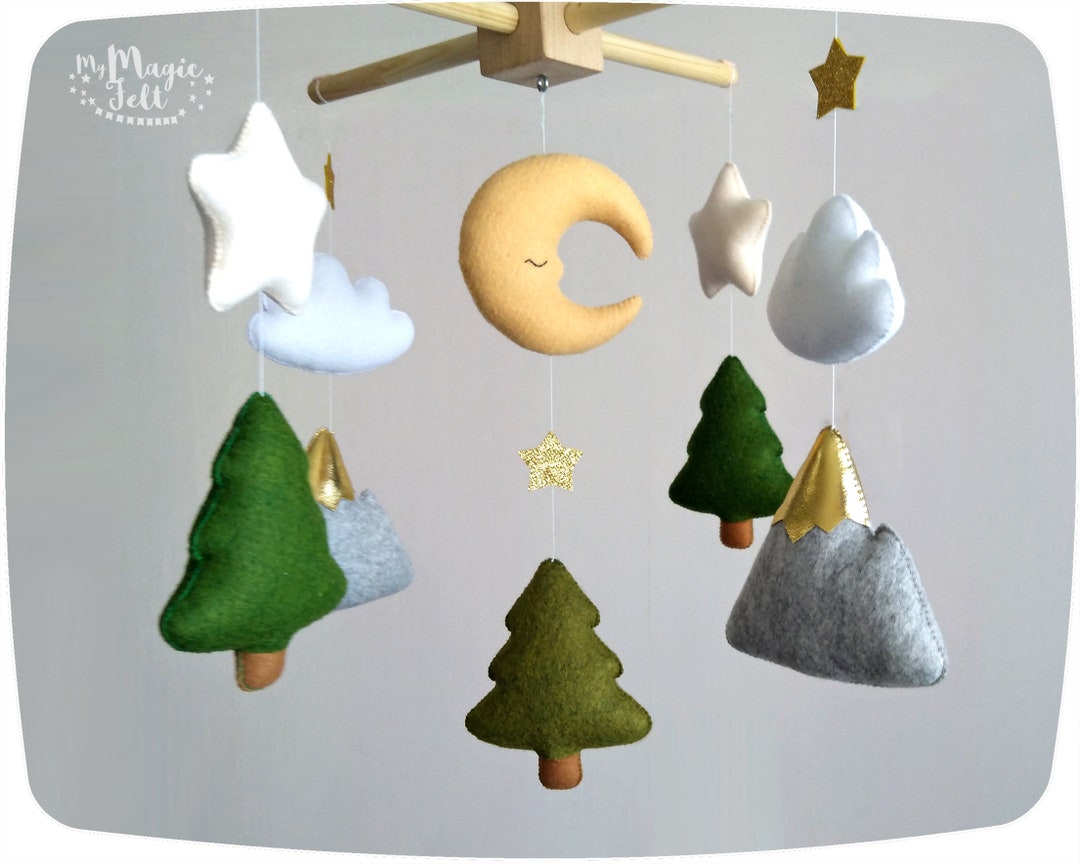 Baby Mobile Mountain Baby Mobile Forest Nursery Mobile Neutral Etsy