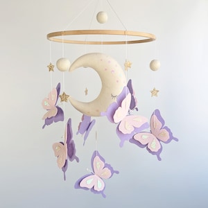 Baby mobile Butterflies mobile for girl Mobile butterflies Nursery mobile girl Neutral mobile bebe Baby crib mobile Hanging felt mobile girl