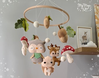 Baby mobile woodland Nursery decor Crib mobile forest Nursery mobile animals Baby mobile mushrooms