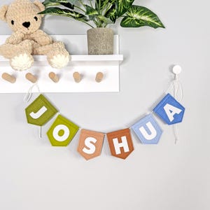 Bandierine personalizzate con nome per bambini - Bandierine con tema bosco per cameretta dei bambini - Ghirlande di bandierine personalizzate per sala giochi - Decorazioni per cameretta per bambini e bambine in stile foresta