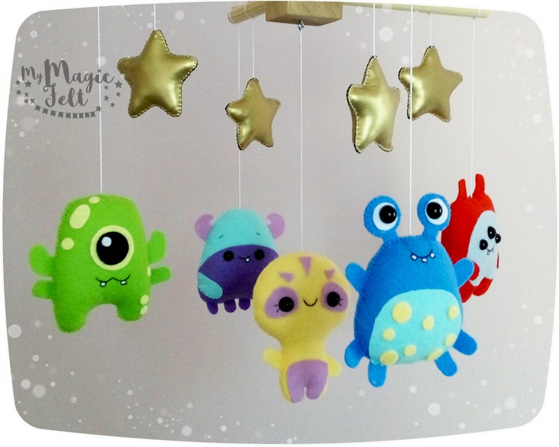 Baby mobile monster Crib mobile Space baby mobile Alien baby Etsy