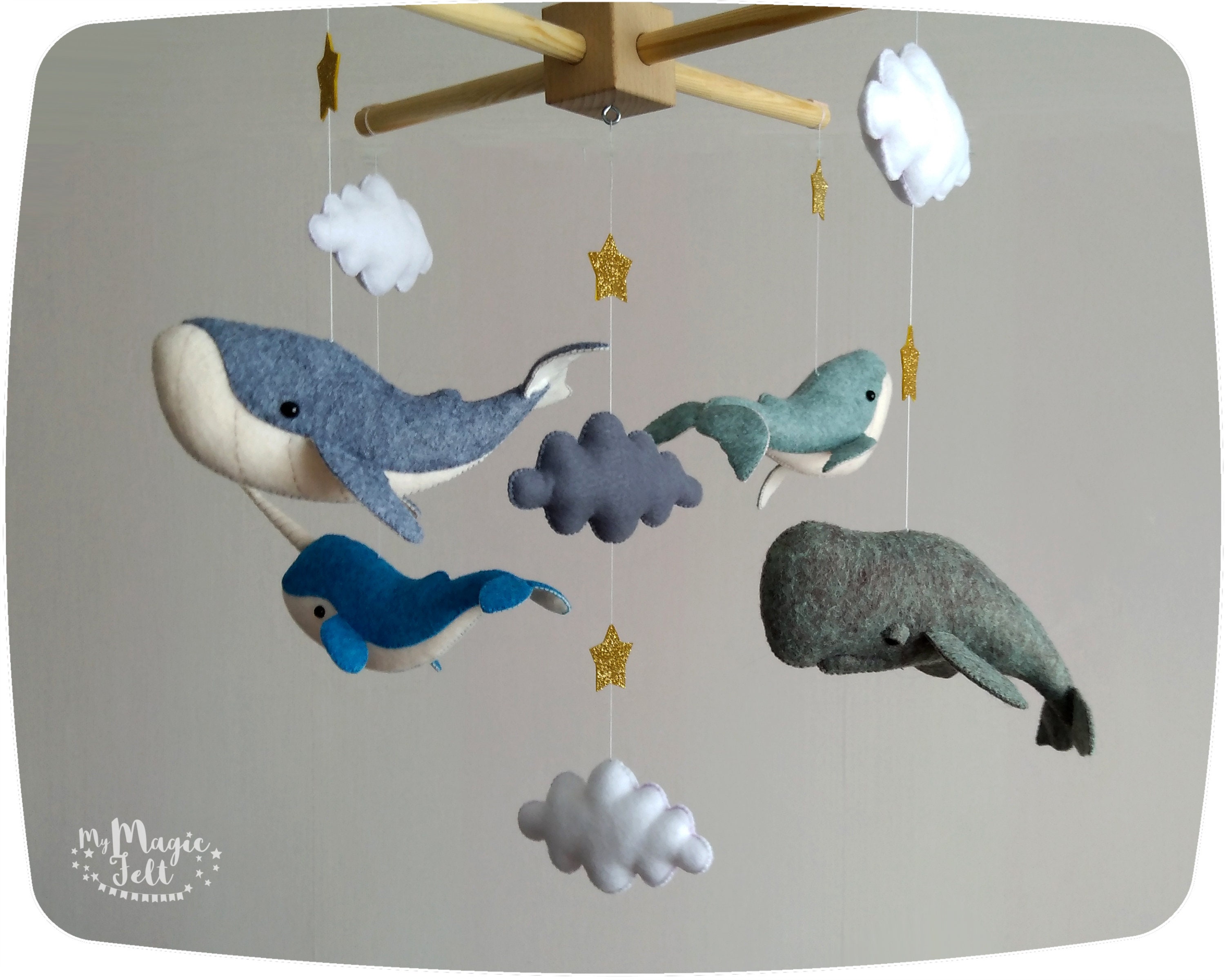 Baby mobile whales Crib mobile whale Nursery mobile Gray baby Etsy
