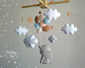 Baby mobile elephant, Baby mobile balloons, Baby crib mobile elephant, Nursery mobile elephant, Baby mobile boy, Baby mobile girl