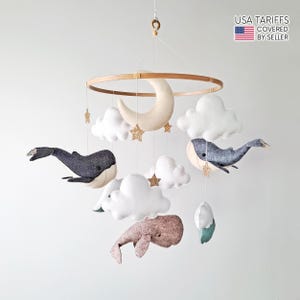 Ocean Whales Baby Mobile: Neutral Nautical Nursery - Sealife Decor for Crib