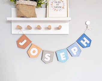 Custom Baby Name Banner: Neutral Nursery Garland, Kids Room Wall Decor