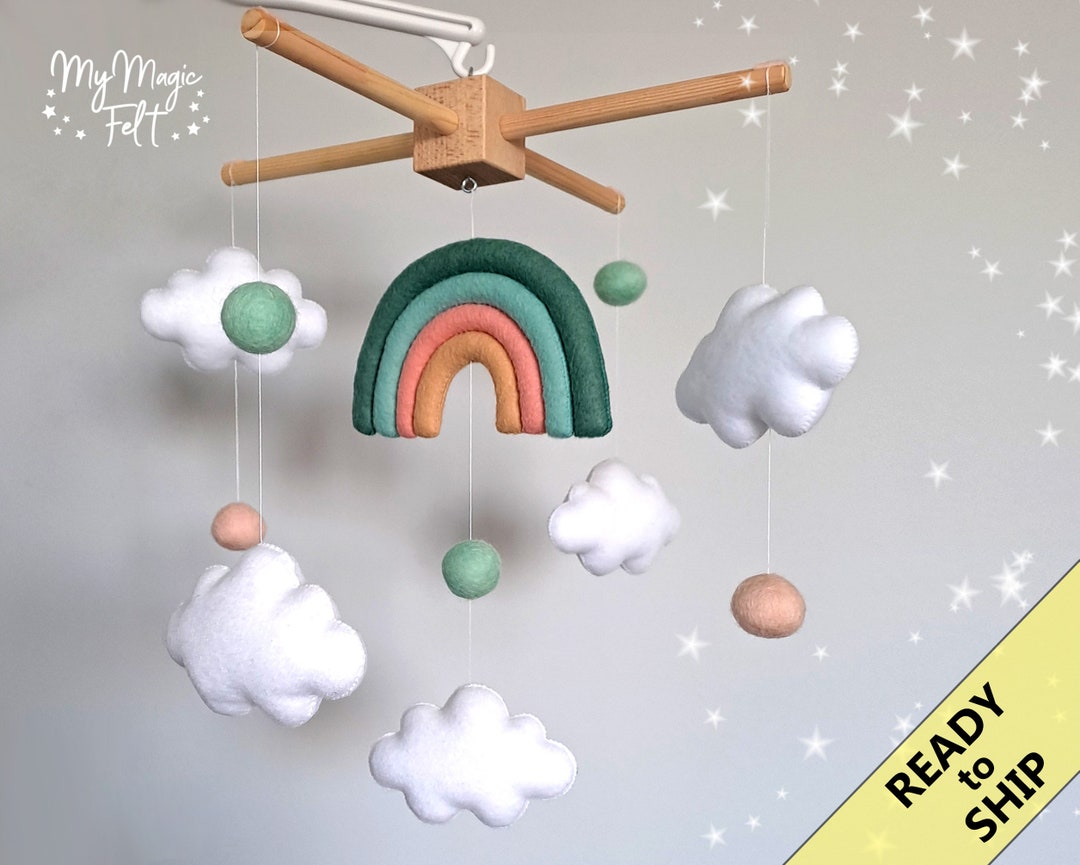 Baby Crib Mobile Rainbow Nursery Mobile Clouds Baby Mobile Etsy