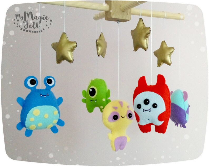 Baby mobile monster Crib mobile Space baby mobile Alien baby Etsy