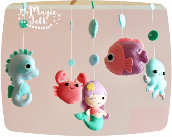 Baby Mobile Ocean Crib Mobile Under Sea Baby Girl Mobile Etsy