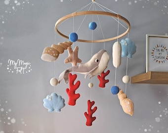 Ocean baby mobile whale Nursery mobile ocean Crib mobile for girl or boy Nursery decor shells