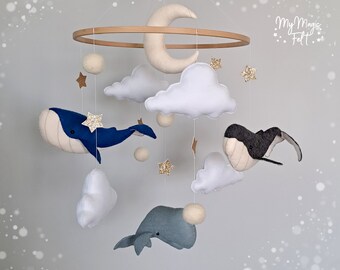 Baby crib mobile ocean Nursery mobile whales Baby mobile nautical Baby mobile boy Crib mobile girl