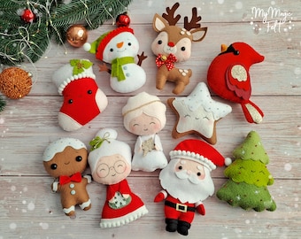 Felt Christmas decorations Christmas ornament set Christmas plushie Stocking fillers Christmas nursery