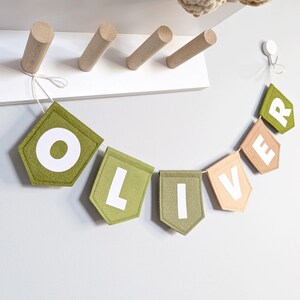 Woodland Kids Name Bunting - Forest Playroom Pennant Banner - Personalized Pennant Garland for Baby - Nursery Room Decor Nature Sign Flags image 4
