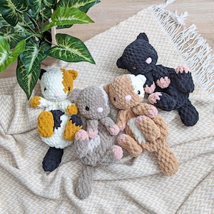 Peluche minou câlin - décoration douce pour chambre de bébé chaton - chat mignon au crochet animal amoureux - cadeau jouet pour enfants - premier anniversaire de naissance