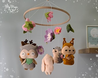 Baby mobile woodland Nursery mobile for crib woodland Hanging mobile animals Forest nursery decor