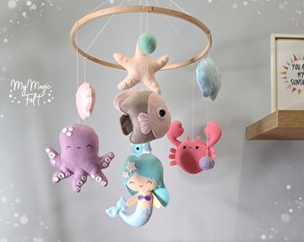 Ocean baby mobile mermaid Nursery mobile ocean Crib mobile for girl Nursery decor mermaids