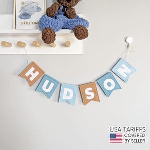 Felt Kids Name Garland: Neutral Boy Nursery Personalized Bunting banner, Baby Gift