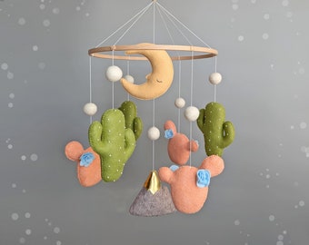 Kaktus Baby Mobile: Boho Wüste Kinderzimmer Deko